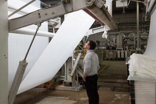 The specially treated GUNRID fabric being manufactured.