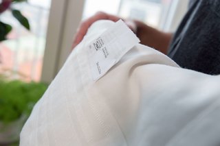 A prototype of IKEA's GUNRID air-cleaning curtain, which will be released next year.