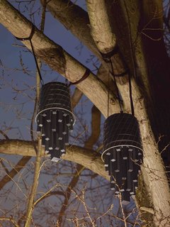 Fladdermösshus is designed by architect Je Ahn, founder of Studio Weave. The bat roosts are constructed from old IKEA KVISTBRO metal tables.