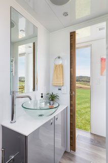 The mobile unit was outfitted with a full bath that includes plenty of storage. 