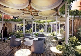 Canopia is a series of enclosed terraces that meld living spaces with nature.