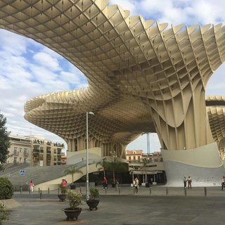 Sustainable plaza made out of plywood.