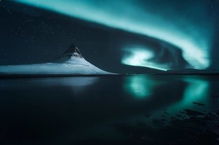 Psychdelic skies in Kirkjufell, Iceland.
