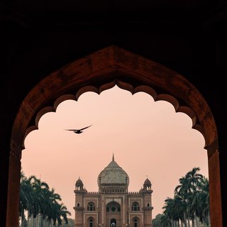 Peach-toned landscape in Delhi, India. 
