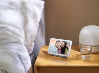 The Google Home Hub screen automatically dims to match environmental lighting conditions.