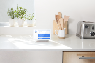A floating stand gives the smart speaker a sense of lightness, while allowing clean audio to be ported throughout the front.