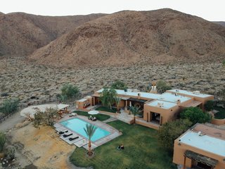 An aerial view of Melissa Young's desert hacienda.