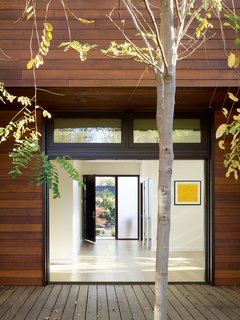  A view into the entry gallery from the courtyard. 