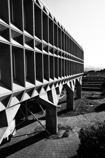 Design Icon: 10 Buildings by Marcel Breuer - Photo 7 of 11 - Breuer supposedly ranked this structure of prefabricated concrete panels among his favorites. Its Brutalist facade and bold geometry, suspended above the countryside near Nice, speak to the rationality and cold calculation of his client, the computing giant.