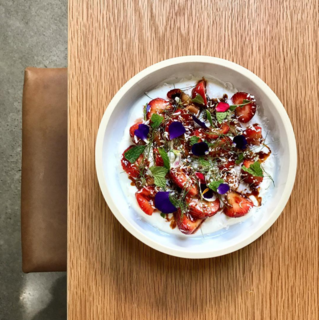 The simplicity of handmade oak tables showcases the beauty of Proud Mary’s breakfast and lunch offerings. 