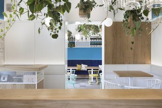 Materials in varying shades of blue bring the sky indoors.