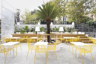 Bright yellow seating is also used to inject vibrancy within the space.