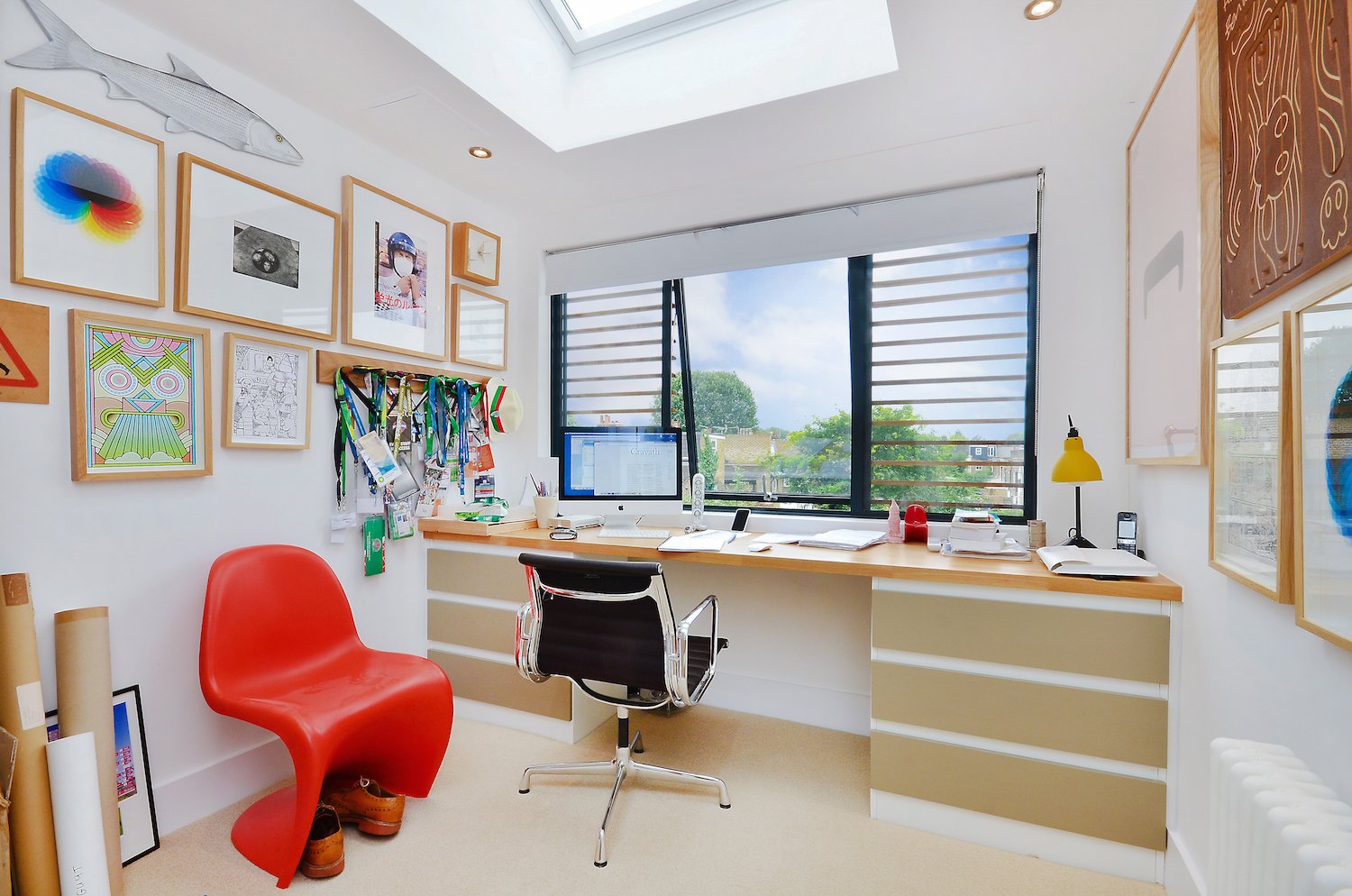Set beneath a skylight, the fourth bedroom has currently been transformed into a study.