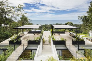 Guests have access to their own private rooftop terrace complete with hammocks, greenery, and sail canopies.