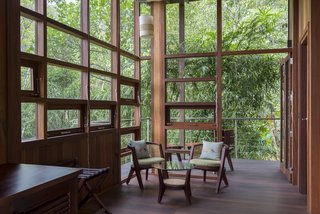 Cooling breezes can be let in through the operable glass windows.