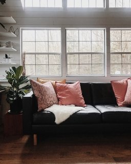 Natural light pours through the pottery studio's large windows.