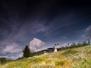 To meld the building with the landscape, the architects expanded the aspen grove around the southern approach to the structure.