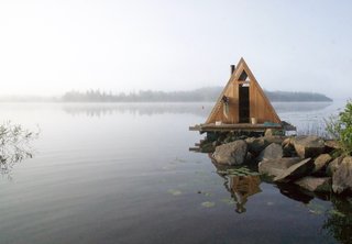 The floating sauna was completed last fall.