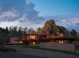 A look at the stunning property at dusk.