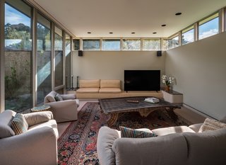 The light-filled family home is faced with southern exposure glass as well as clerestory windows on the west and north sides of the property.
