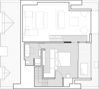 Here is the floor plan for the upper mezzanine.