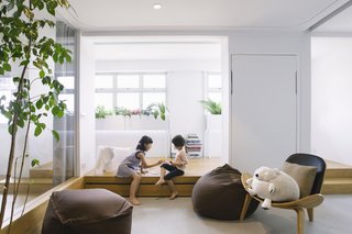 At the heart of the couple's redesign is the flexible guest room that can be adapted into a playroom, extra living space, or as another bedroom thanks to privacy curtains and two concealed built-in beds.