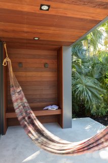 Beautifully stained timber lines the outdoor terrace.