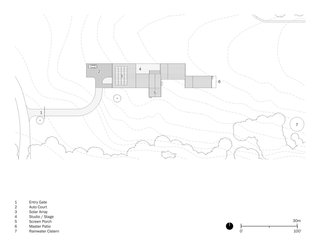 Here is the site plan where the locations of the solar array and the rainwater cistern can be seen.
