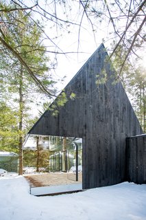 The outdoor terrace is oriented to face the lake.