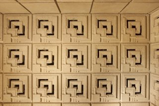 The rich, ornamental concrete blocks were made from decomposed granite extracted onsite to match the surrounding hills.
