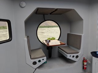 A look at the breakfast nook. The Lunar Lander can comfortably entertain up to four people.