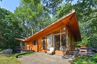 Overhanging roof eaves help protect the home from unwanted solar gain.