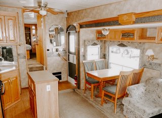 A kitchen island was one of the essentials that the couple wanted when searching for their RV.