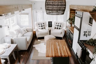 "Every good RV renovation starts with a couple douses of light-colored paint," says Lauren. "We literally painted everything we could with Sherwin Williams Passive Gray. The change was dramatic, even from just some paint."