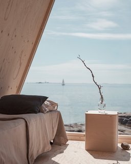 The Verso Design’s Koppa Big Box High container is used as a nightstand, and was handmade in Finland from Finnish birch.