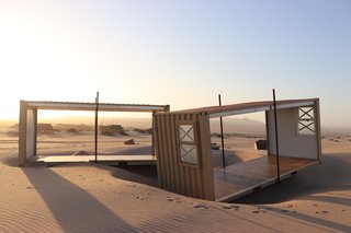 A look at the repurposed shipping containers for the back-of-house operations before final assembly.