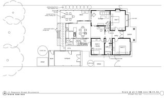 Here's a look at the floor plan. Note the central axis that allows views of the backyard to be seen from the porch.