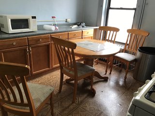 An image of the old kitchen before it was transformed into the master bath.