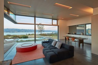 Pocket-sliding glass doors offer seamless connection to the outdoors.
