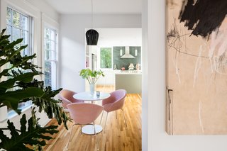 White oak tongue-and-groove flooring was used throughout the interior spaces.