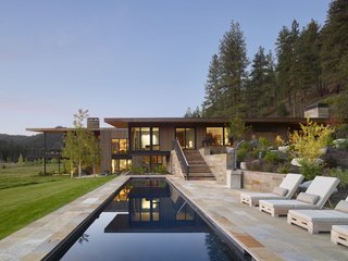 A large pool is located on the east side of the residence.