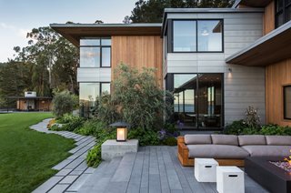 To minimize water use, SCDA and Strata Landscape Architecture have designed a native, drought-resistant planting plan with sensor-controlled drip irrigation. The lawn takes up less than 10 percent of the landscape.