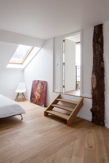 Two bedrooms are located in the attic. 