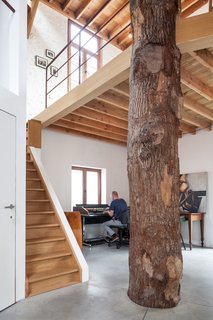 The owner uses the ground floor as a studio for art and music.