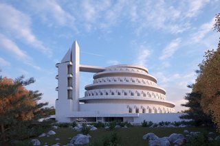 The building was envisioned to house a thousand people and include kitchen and service facilities, a theater with two dance floors, 30 bedrooms for overnight guests and staff, picnicking facilities, and a massive domed planetarium at the center.