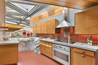 A smaller "tail rock" off of the "whale rock" makes an appearance in the kitchen.