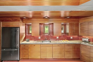 All woodwork was custom-built to Wright's specifications from African mahogany.