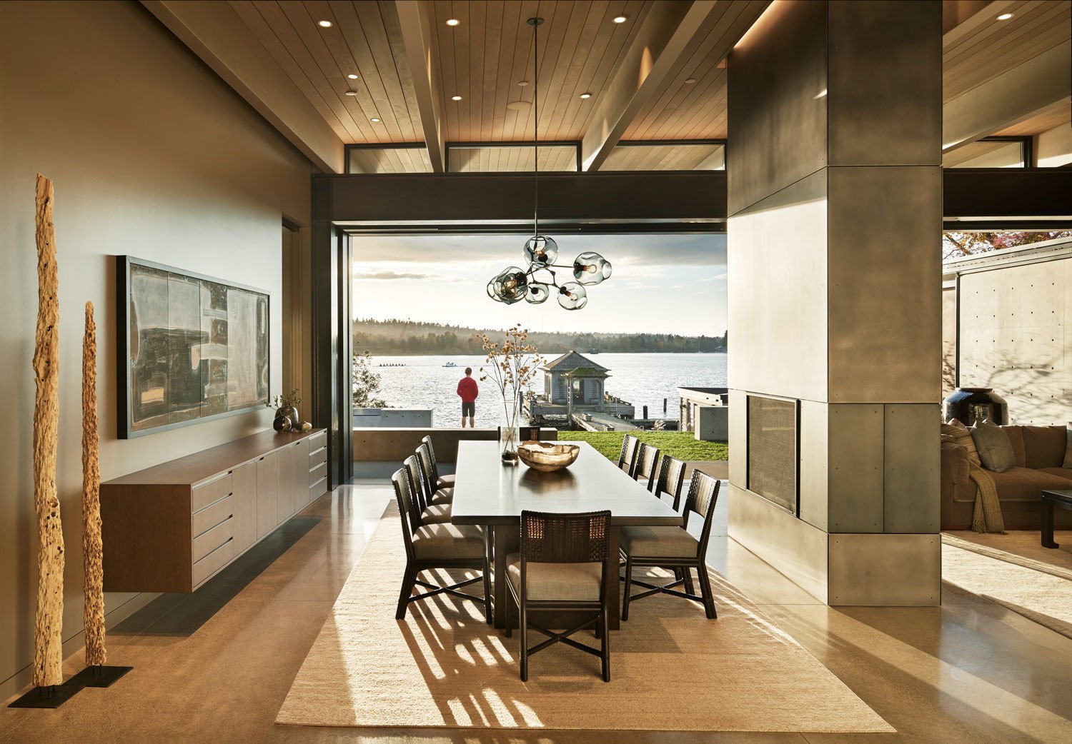 Sweeping views of Lake Washington from the dining room