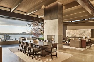 Along with a soothing neutral palette, the living room in the Union Bay Residence also provides sweeping views of Lake Washington and beyond.