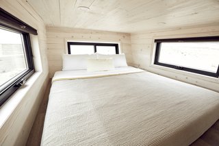 The master loft fits a king bed, and features an egress window and two awnings.